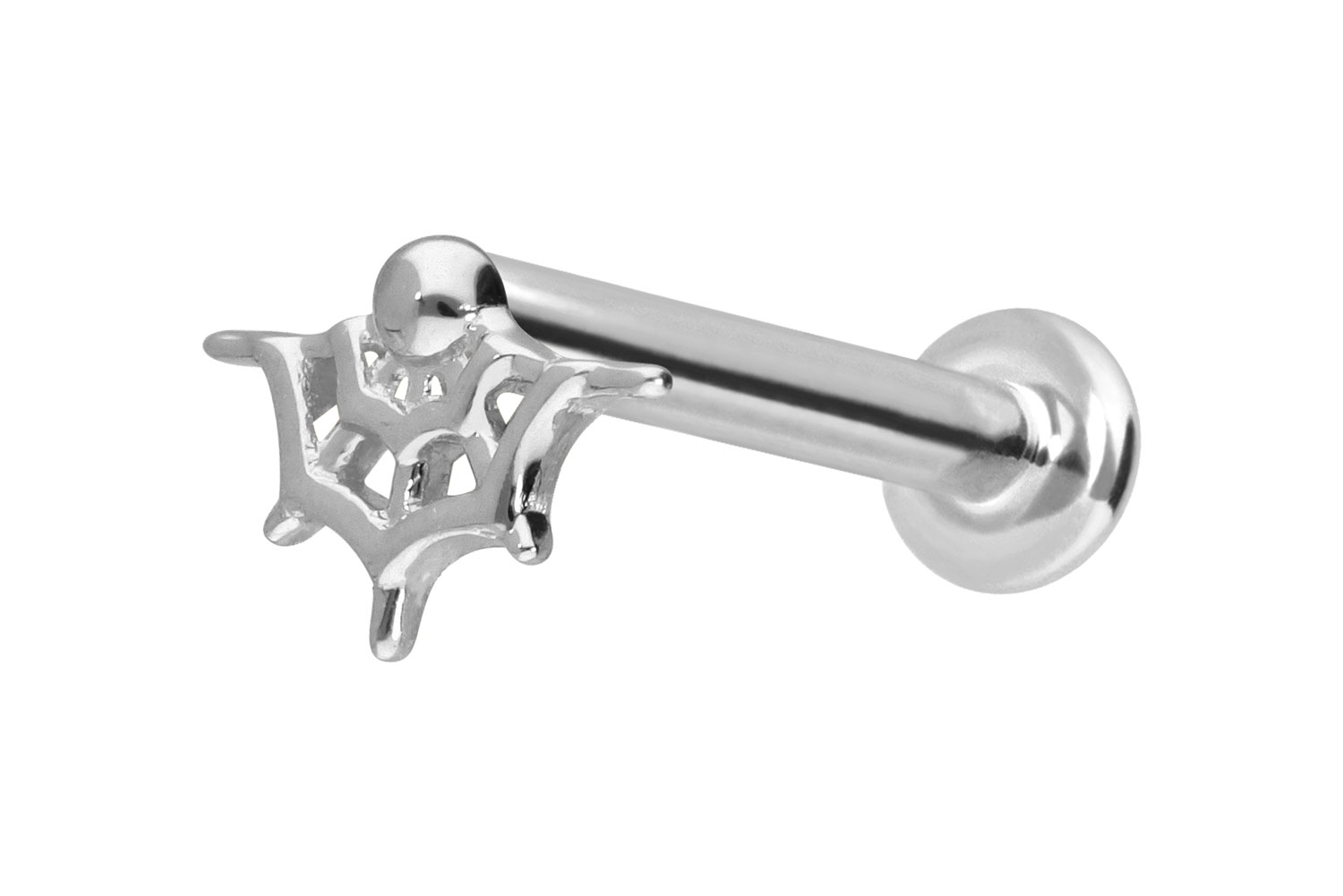 14 Karat Gold Labret Piercing mit Innengewinde SPINNENNETZ